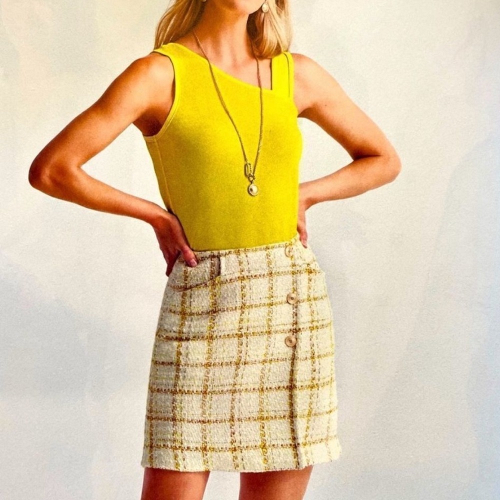 CAbi Yellow and White Skirt - Picture 3 of 3